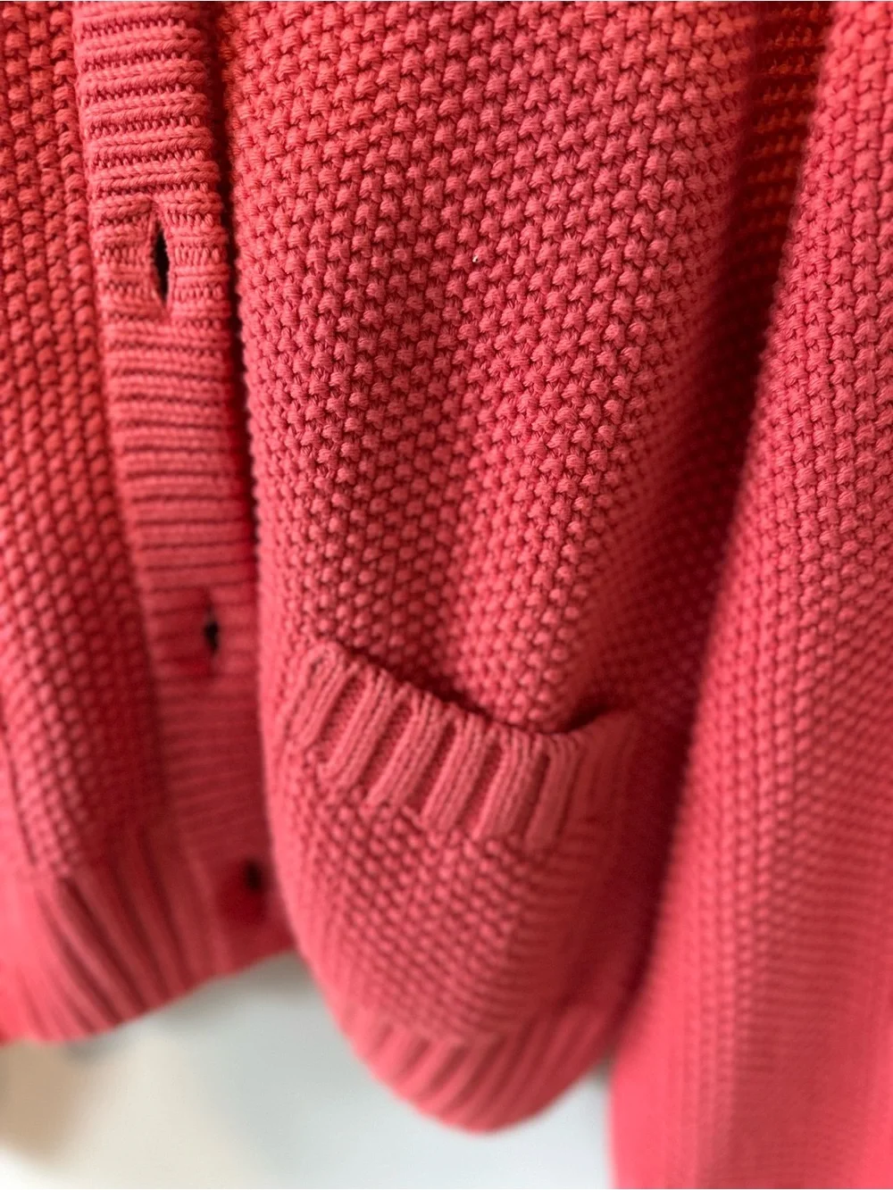 Alice Walk Coral Cotton Chunky Knit Cardigan Sweater Size L Made in Peru - Picture 3 of 7